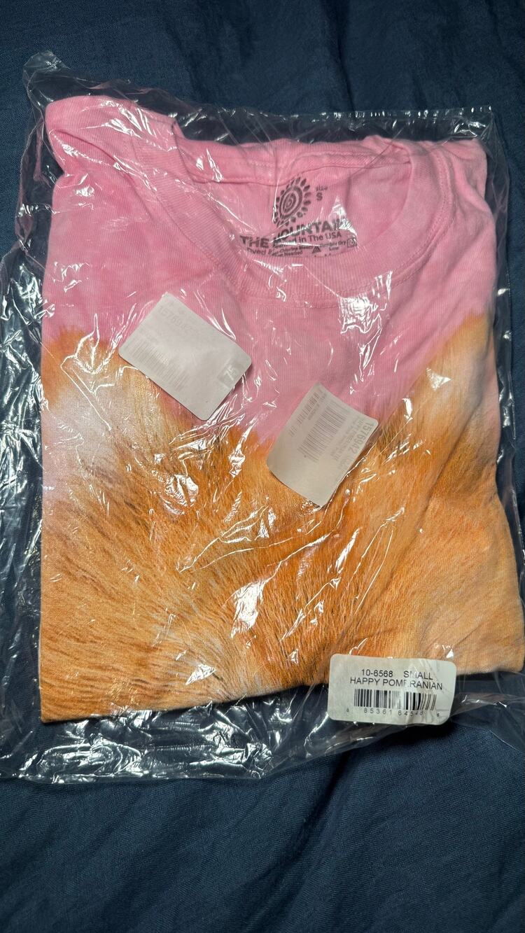 Pink Pomeranian Face Graphic T-Shirt Size Small